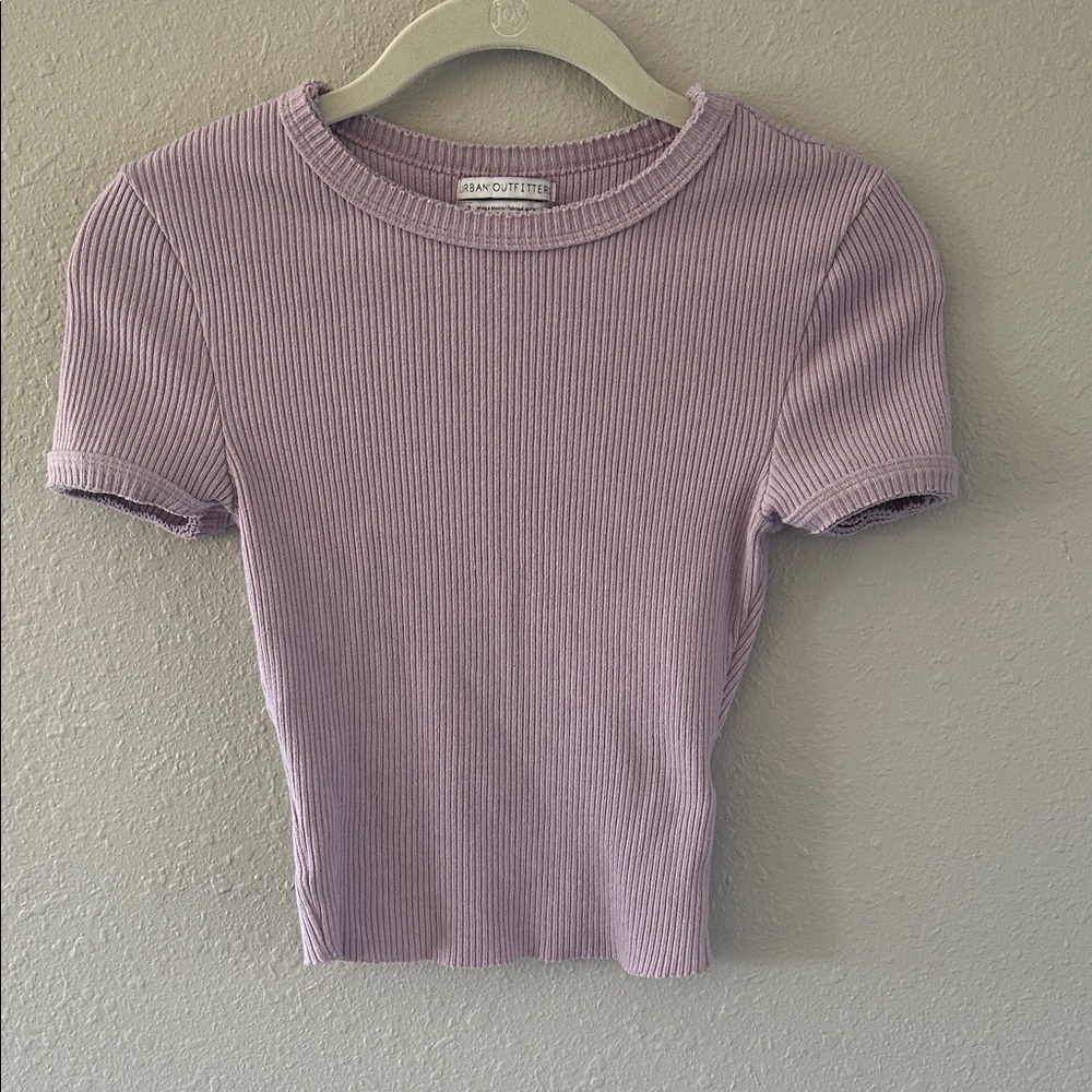 Urban Outfitters Lavender Ribbed Short Sleeve Top